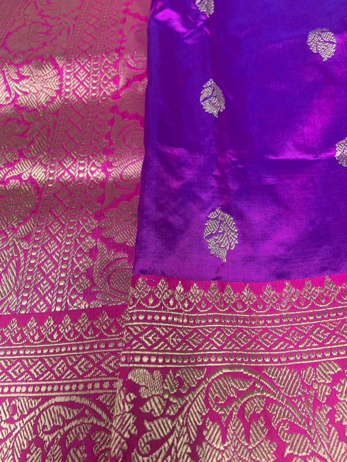 Banarasi Saree Purple and Pink