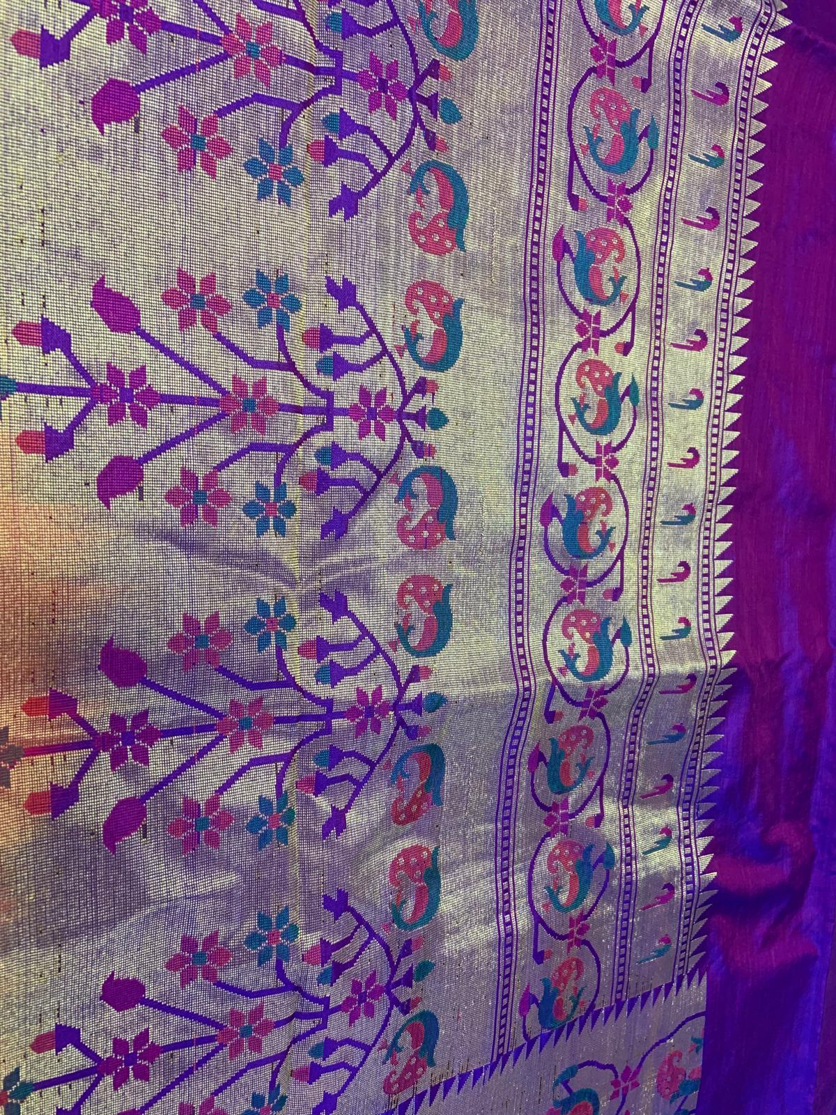 Shikargah Banarasi Cardmium Red  and Purple