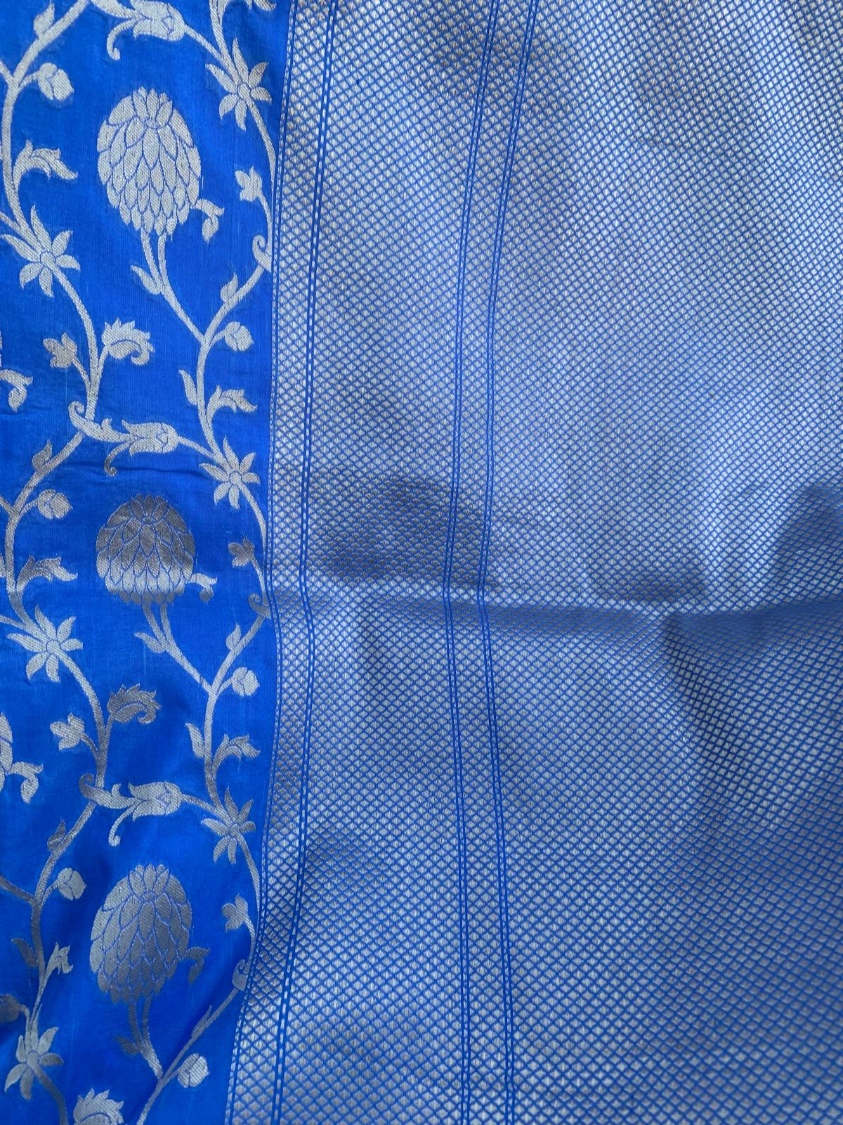 Jangla Katan Banarasi French Blue  and Golden