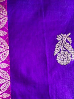 Pure Katan Banarasi Saree Purple Color Silk Mark Certified