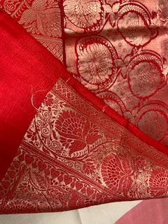 Katan Kadua Banarasi Saree in Red and White SILK MARK