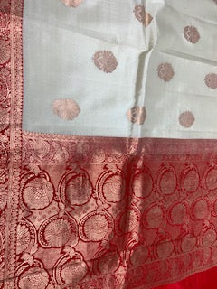 Katan Kadua Banarasi Saree in Red and White SILK MARK